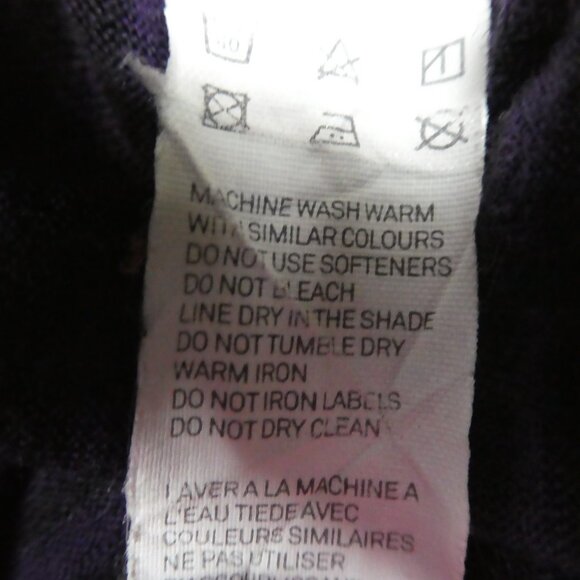 IceBreaker Dark Purple Striped Merino Wool Long Sleeve Knit Tee Top V Neck M - Picture 6 of 6